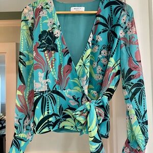 Bailey 44 Green Wrap Tie Front Blouse